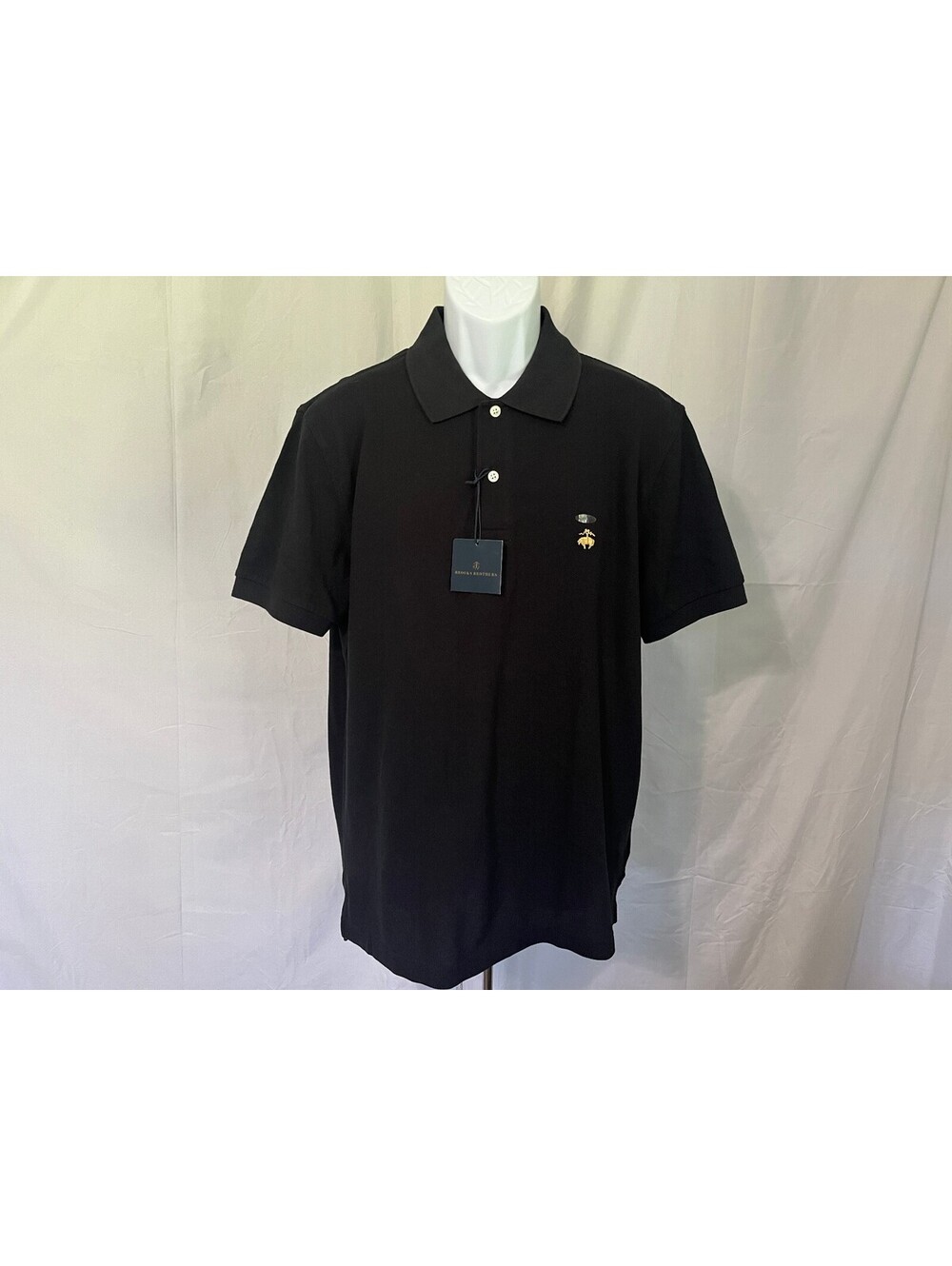 Brooks Brothers Men's Jet Black Pique Slim Fit Polo Shirt Large L New